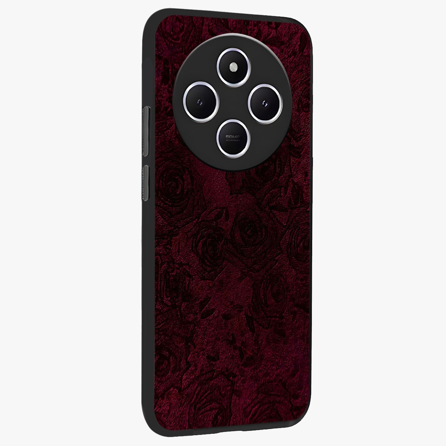 Crimson Fade Flow Glass Case upright view showcasing dynamic crimson flow artwork with stylish abstract theme.