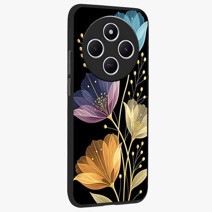 Delicate Multicolor Flowers Glass Case upright view showcasing delicate floral artwork with bright botanical theme.