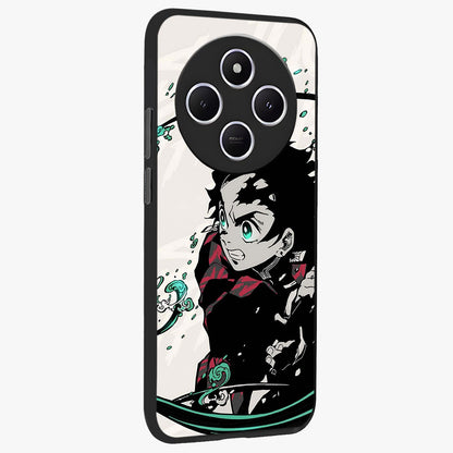 Demon Slayer Glass Case upright view showcasing powerful anime artwork with intense warrior theme.