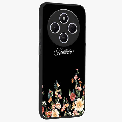 Floral Design With a Custom Personalized Name Glass Case upright view showcasing delicate floral artwork with personalized aesthetic style.