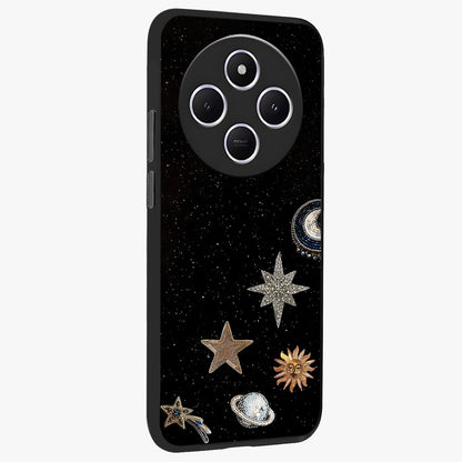 Galactic Charm Glow Glass Case upright view showcasing glowing cosmic charm artwork with magical celestial style.