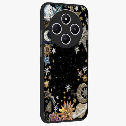 Galactic Jewel Stars Glass Case upright view showcasing glittering star jewel artwork with vibrant galaxy theme.