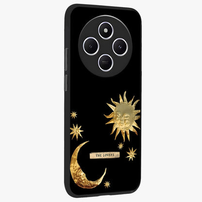 Gold Sun Blush Glass Case upright view showcasing glowing sun artwork with elegant celestial theme.