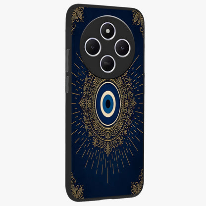 Golden Celestial Charm Glass Case upright view showcasing radiant celestial artwork with elegant golden theme.