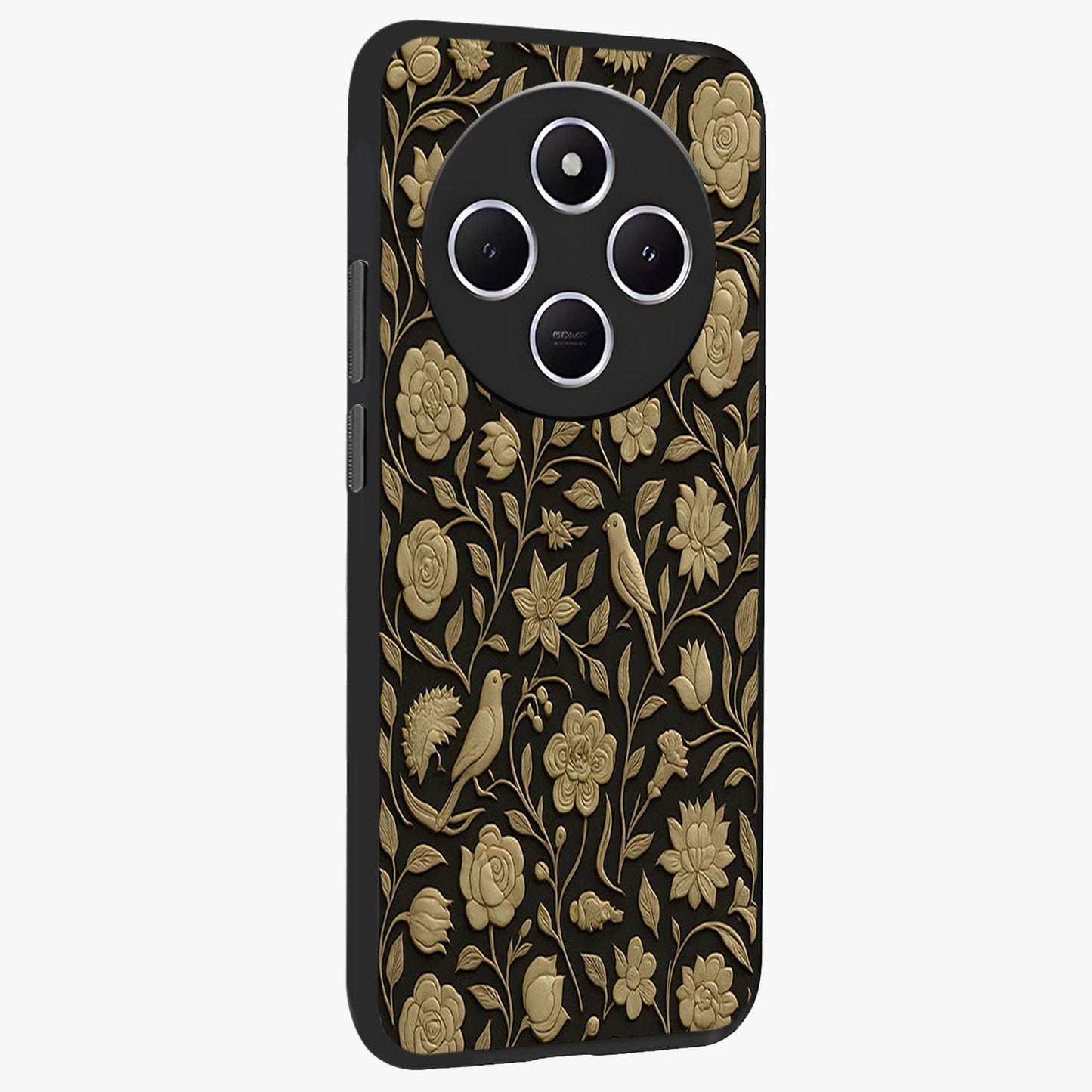 Golden Evil Eye Mandala Glass Case upright view showcasing decorative evil eye mandala artwork with spiritual aesthetic style.