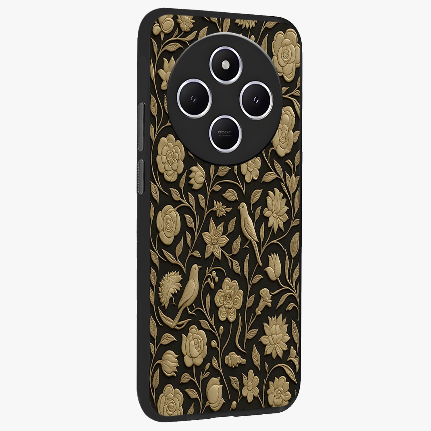 Golden Evil Eye Mandala Glass Case upright view showcasing decorative evil eye mandala artwork with spiritual aesthetic style.