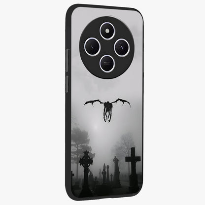 Graveyard Shadow Descent Glass Case upright view showcasing haunting graveyard artwork with dramatic dark theme.