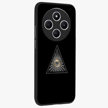 Illuminati Evil Glass Case upright view showcasing striking illuminati artwork with mysterious symbolic theme.
