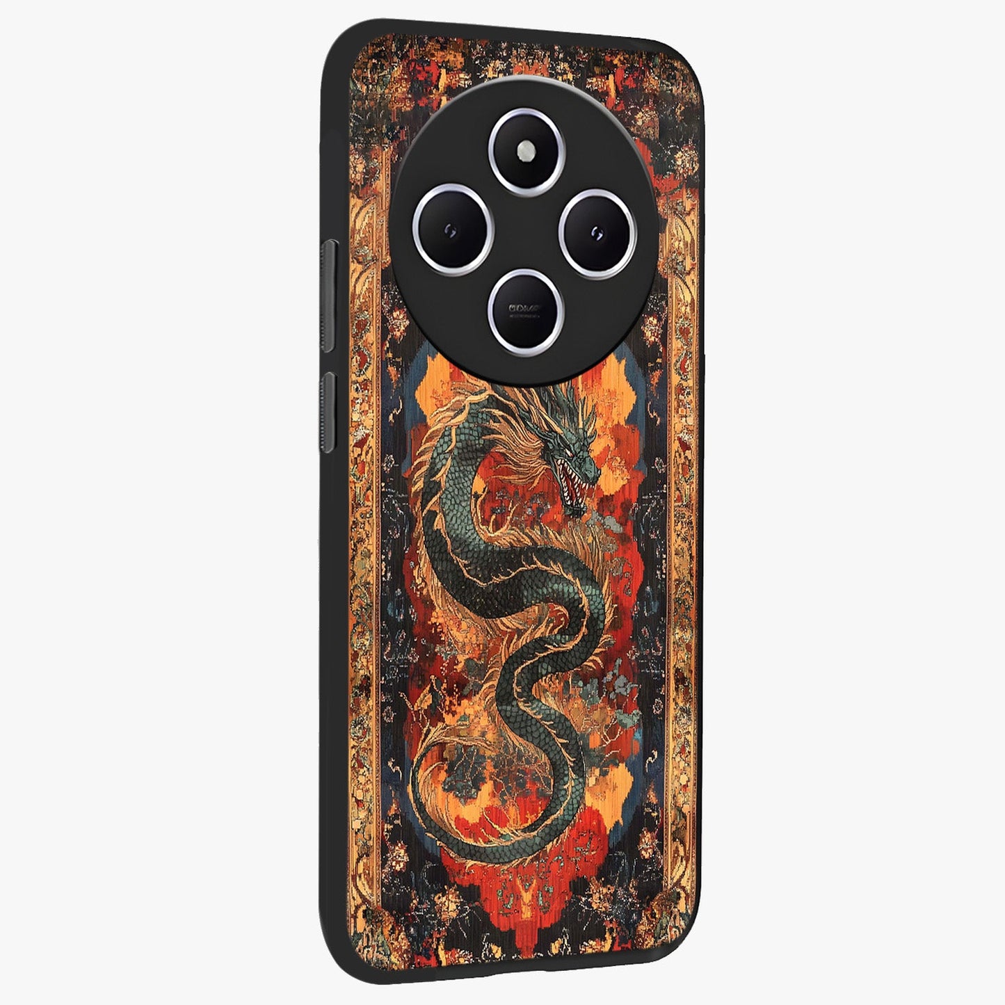 Inferno Dragon Soul Glass Case upright view showcasing intense dragon artwork with fantasy fire theme.