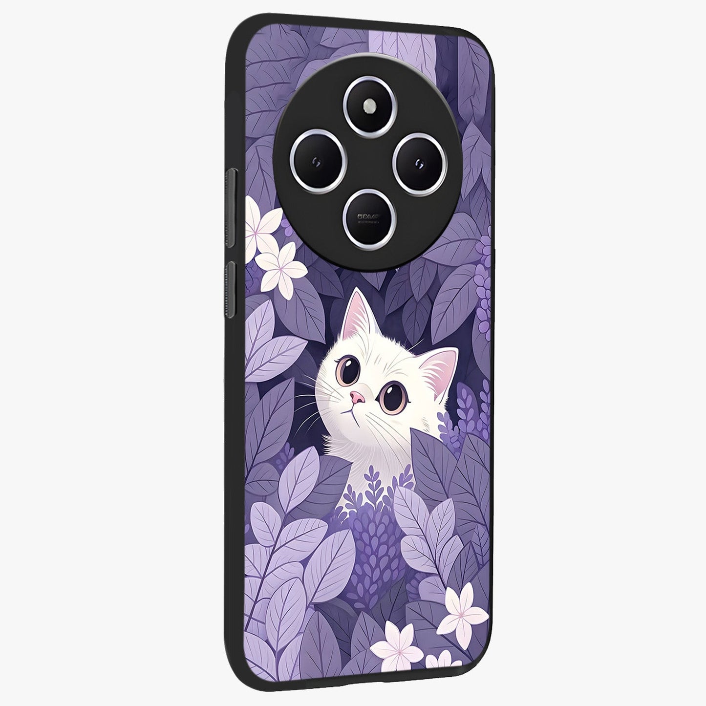 Lilac Hide Peek Cat Glass Case upright view showcasing charming cat artwork with adorable peek theme.