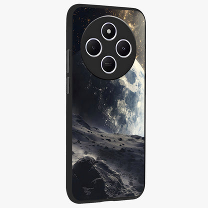 Lunar Horizon Glow Glass Case upright view showcasing radiant lunar artwork with calm cosmic theme.