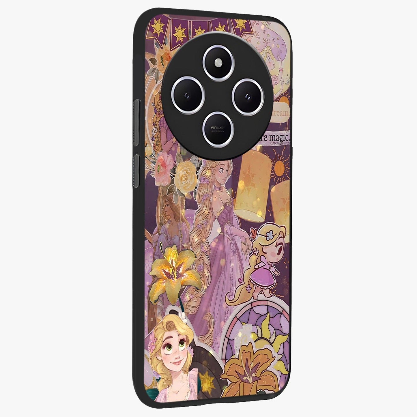 Magical Tangled Dream Glass Case upright view showcasing enchanting artistic artwork with dreamy fantasy theme.