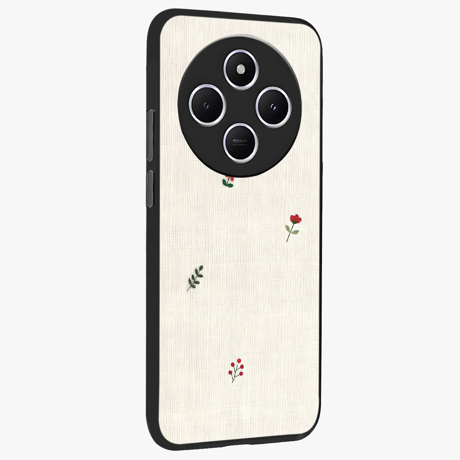 Minimalistic Blue With White Flower Pattern Glass Case upright view showcasing clean white flower artwork with calming blue theme.