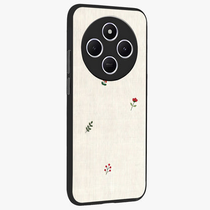 Minimalistic Blue With White Flower Pattern Glass Case upright view showcasing clean white flower artwork with calming blue theme.