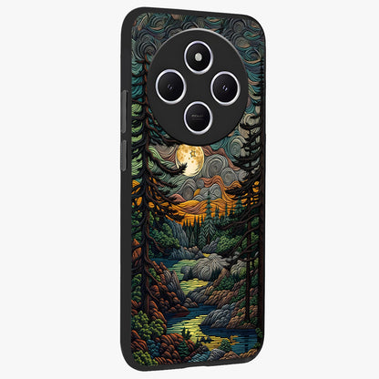 Moonlight Forest Dream Glass Case upright view showcasing magical forest artwork with calm night theme.