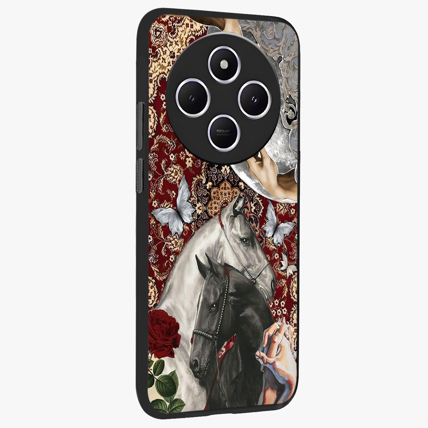 Moonlit Royal Stallion Glass Case upright view showcasing dramatic horse artwork with glowing moon themed design.