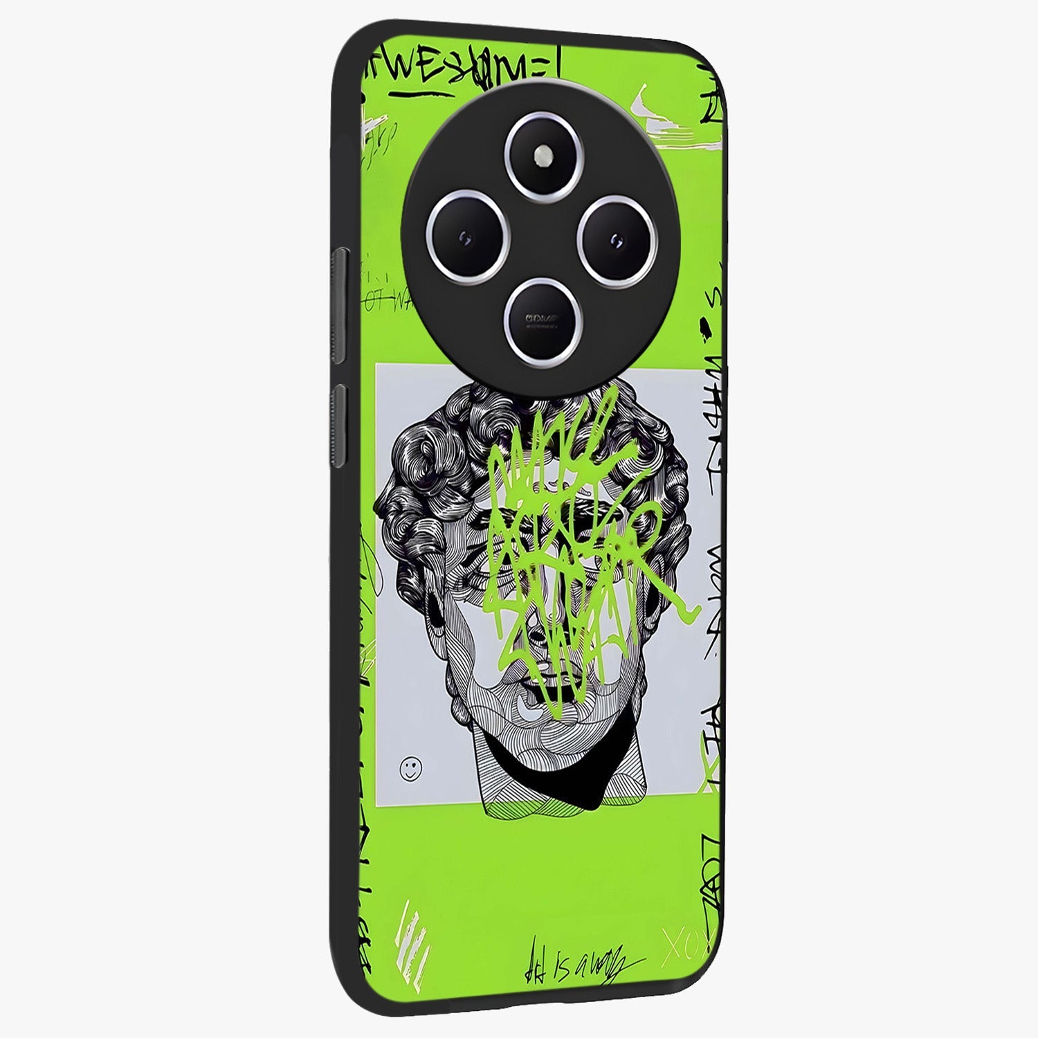 Neo Graffiti Rebellion Glass Case upright view showcasing colorful graffiti artwork with bold modern street style.