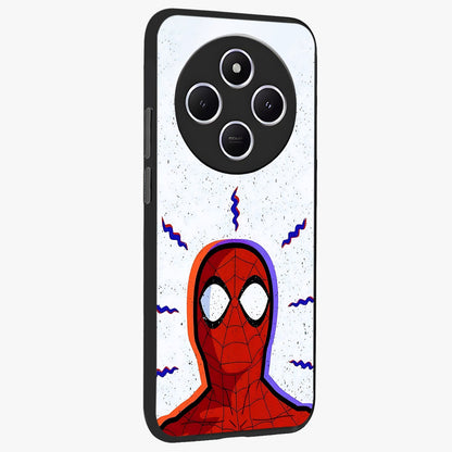 Omg Spiderman Glass Case upright view showcasing energetic superhero artwork with vibrant comic theme.