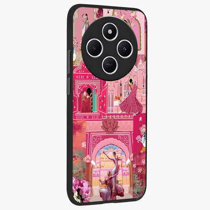 Pink Palace Muse Glass Case upright view showcasing artistic palace artwork with graceful royal theme.