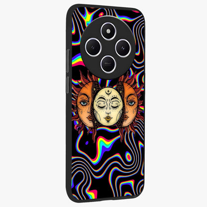 Psychedelic Sun Glass Case upright view showcasing trippy sun artwork with bold psychedelic theme.