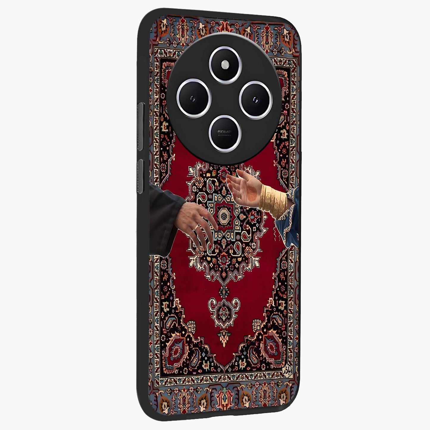 Royal Touch Reach Glass Case upright view showcasing stylish royal inspired artwork with graceful theme.