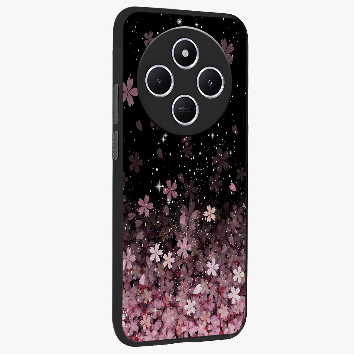 Small Starry Flowers Glass Case upright view showcasing charming floral artwork with dreamy starry theme.
