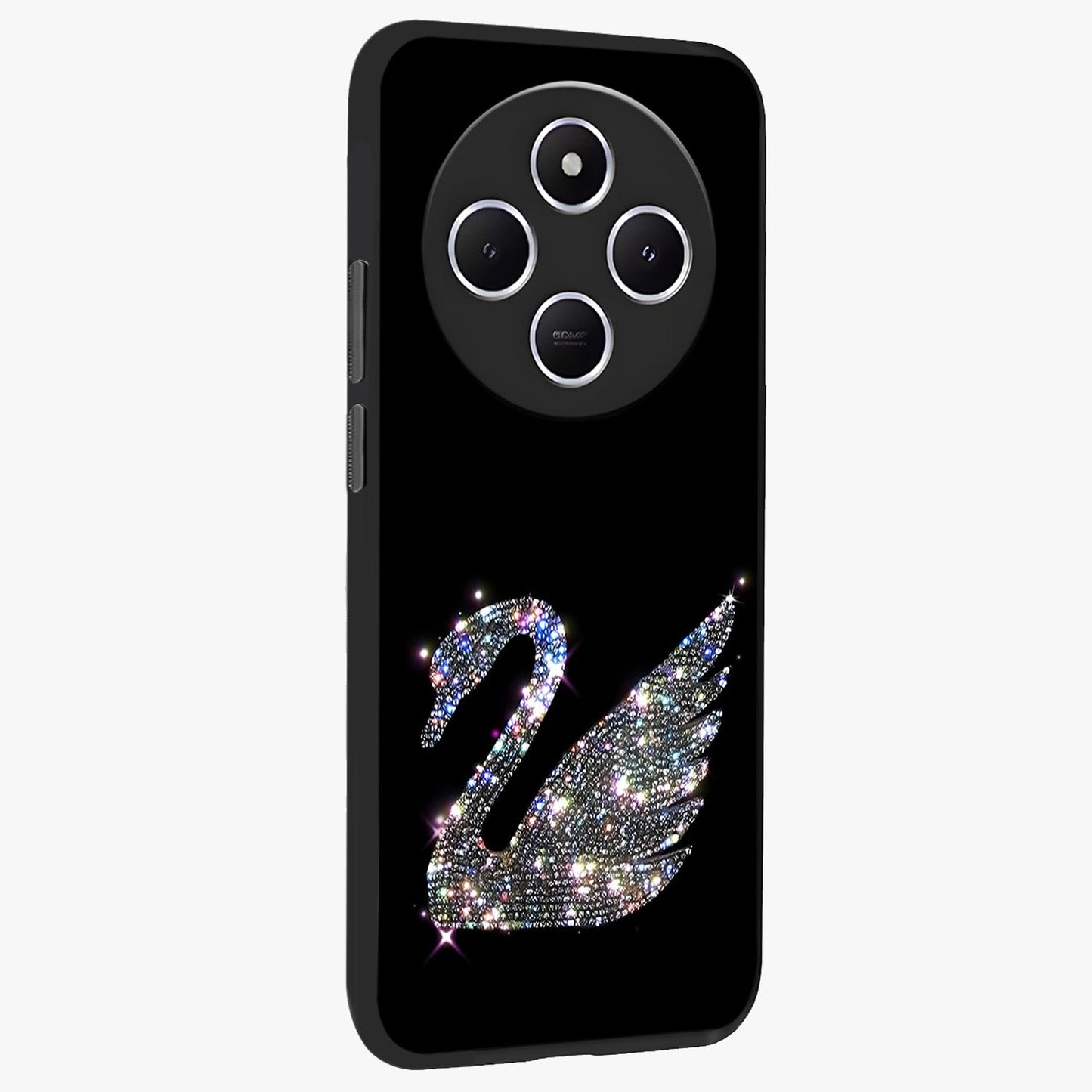 Starlit Swan Grace Glass Case upright view showcasing beautiful swan artwork with peaceful night themed design.