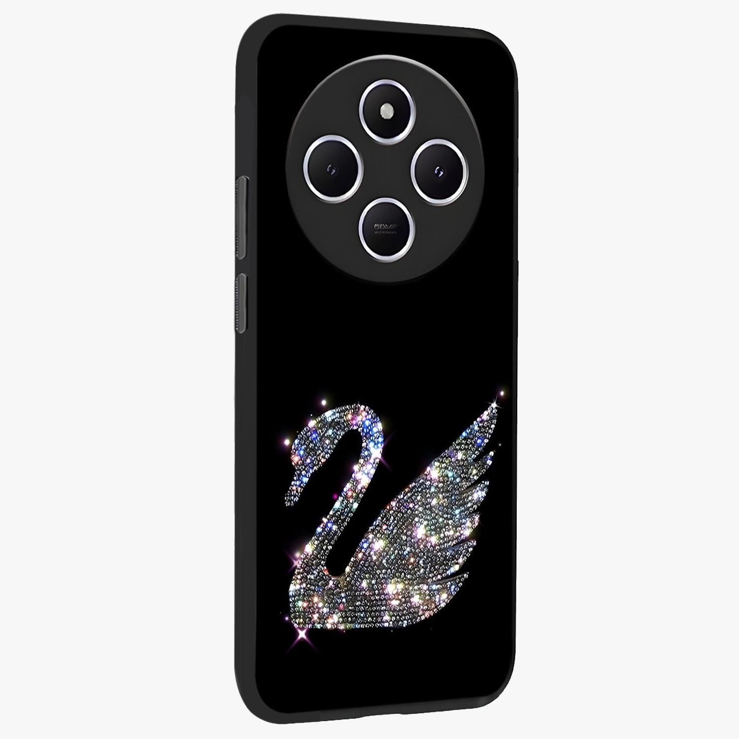 Starlit Swan Grace Glass Case upright view showcasing beautiful swan artwork with peaceful night themed design.