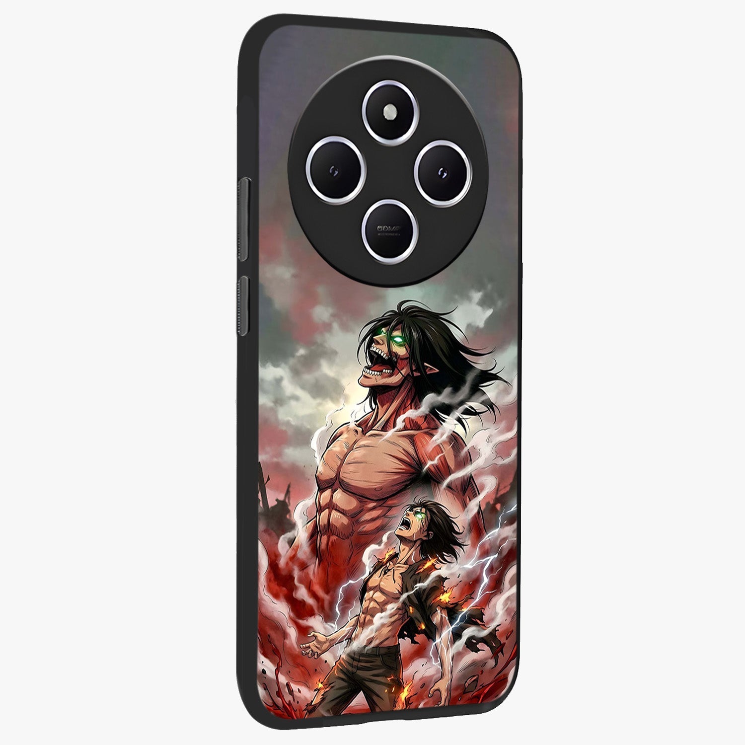 Titan Awakening Fury Glass Case upright view showcasing intense titan artwork with epic fantasy theme.