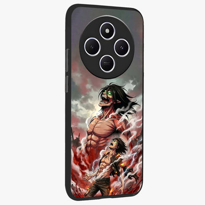 Titan Awakening Fury Glass Case upright view showcasing intense titan artwork with epic fantasy theme.