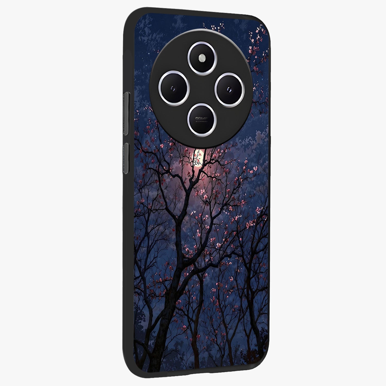 Twilight Sakura Serenade Glass Case upright view showcasing beautiful cherry blossom artwork with serene evening theme.