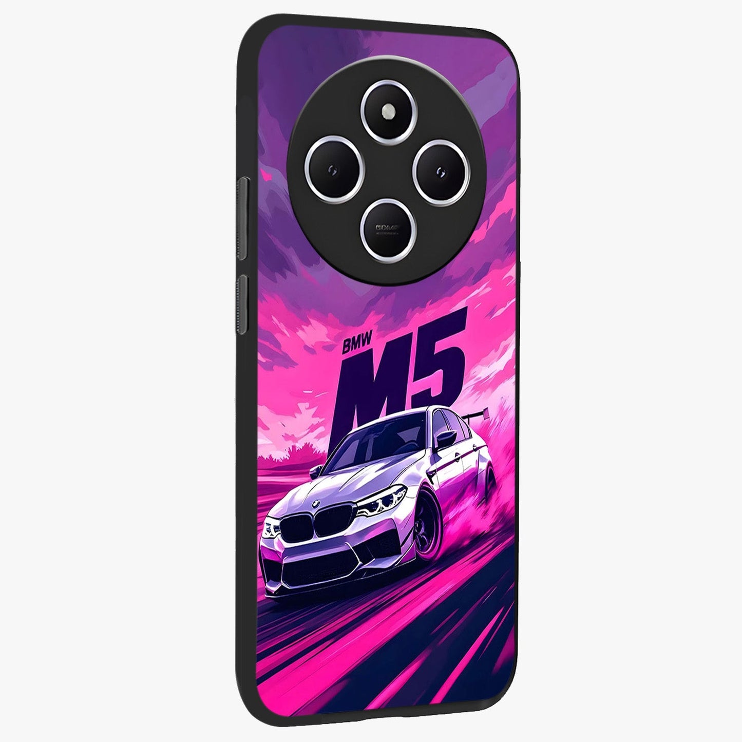Velocity Drift Pulse Glass Case upright view showcasing powerful racing artwork with energetic motorsport theme.