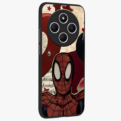Web Warrior Vibes Glass Case upright view showcasing energetic superhero artwork with bold action theme.