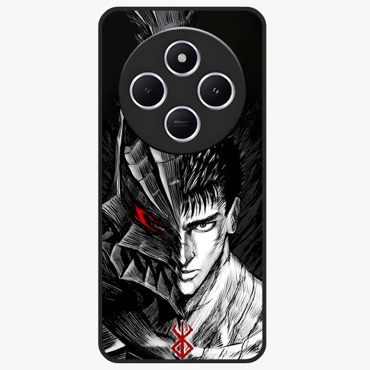 Berserker Blood Oath Glass Case showing flat back view with fierce warrior inspired artwork and glossy glass finish.