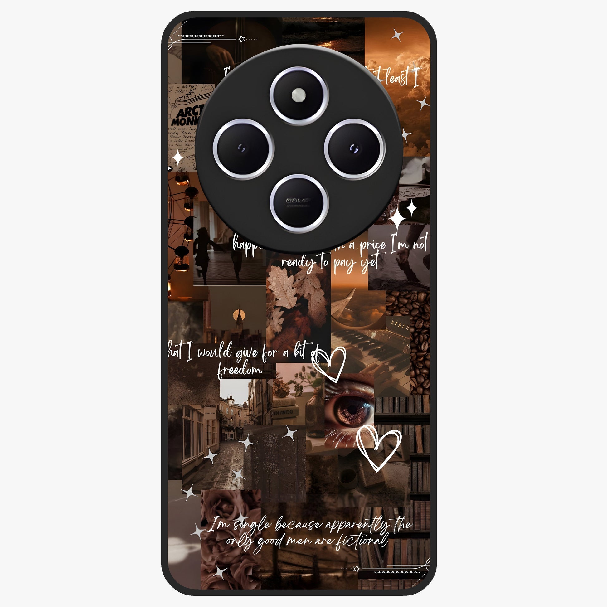 Bittersweet Aesthetic Chaos Glass Case showing flat back view with artistic chaotic aesthetic design and glossy glass finish.