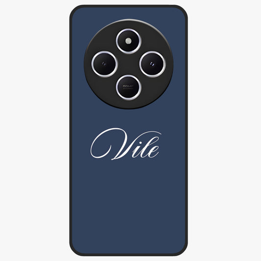 Blue Background Personalized Custom Name Glass Case showing flat back view with minimal blue background and custom name design.