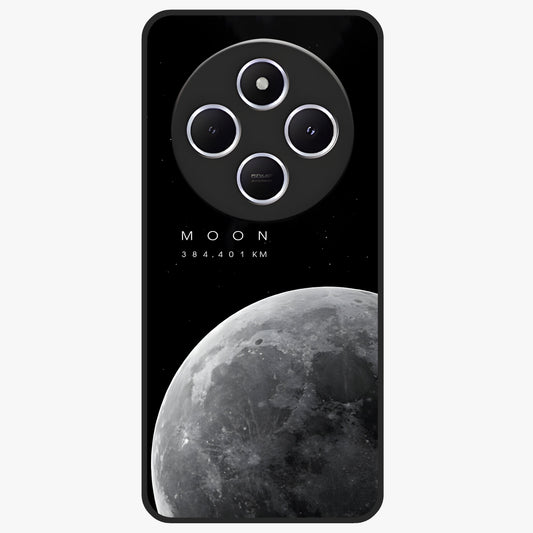 Cosmic Moon Glow Glass Case showing flat back view with glowing moon artwork and glossy glass finish.