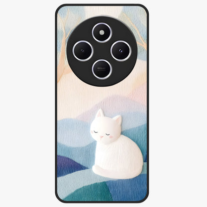 Cotton Dream Cat Glass Case showing flat back view with soft dreamy cat artwork and glossy glass finish.