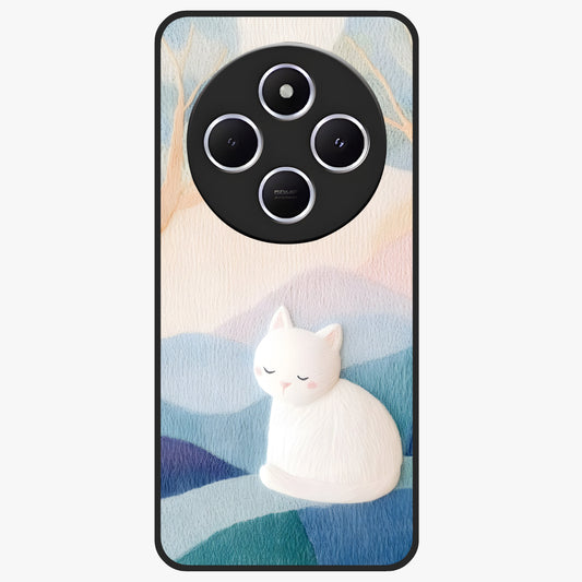 Cotton Dream Cat Glass Case showing flat back view with soft dreamy cat artwork and glossy glass finish.