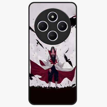Crimson Crow Ascension Glass Case showing flat back view with mystical crow artwork and glossy glass finish.