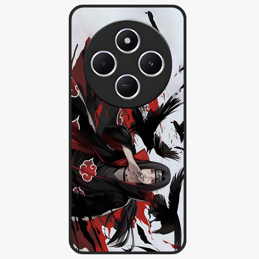 Crimson Crow Illusion Glass Case showing flat back view with artistic crow illusion artwork and glossy glass finish.
