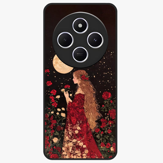 Crimson Dreams Glass Case showing flat back view with dreamy crimson artwork and glossy glass finish.