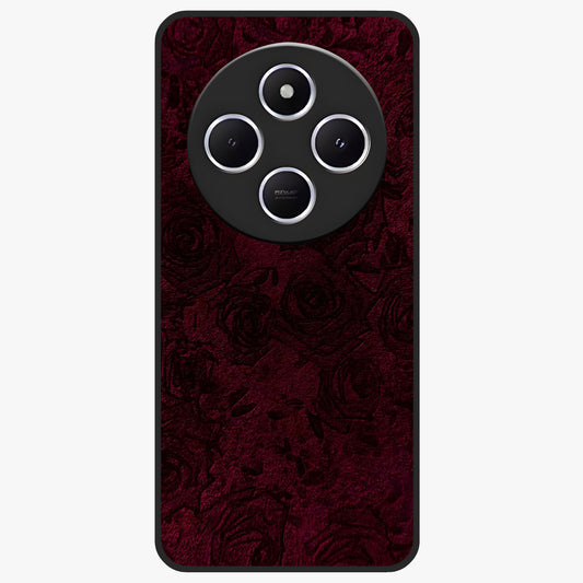 Crimson Fade Flow Glass Case showing flat back view with flowing crimson gradient artwork and glossy glass finish.