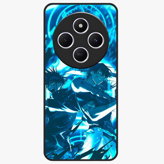 Cursed Energy Clash Glass Case showing flat back view with intense cursed energy artwork and glossy glass finish.