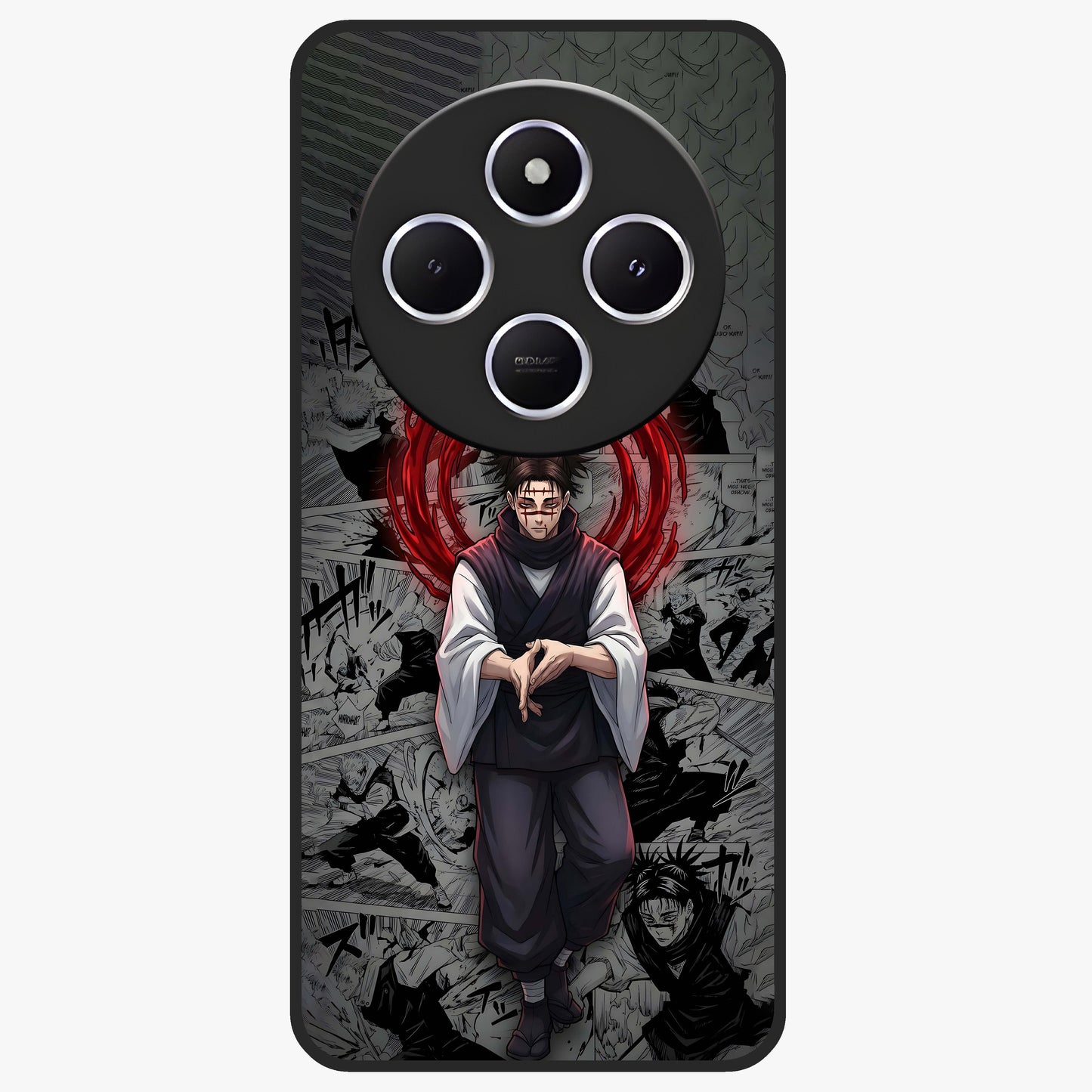 Cursed Ritual Ascension Glass Case showing flat back view with dark ritual themed artwork and glossy glass finish.