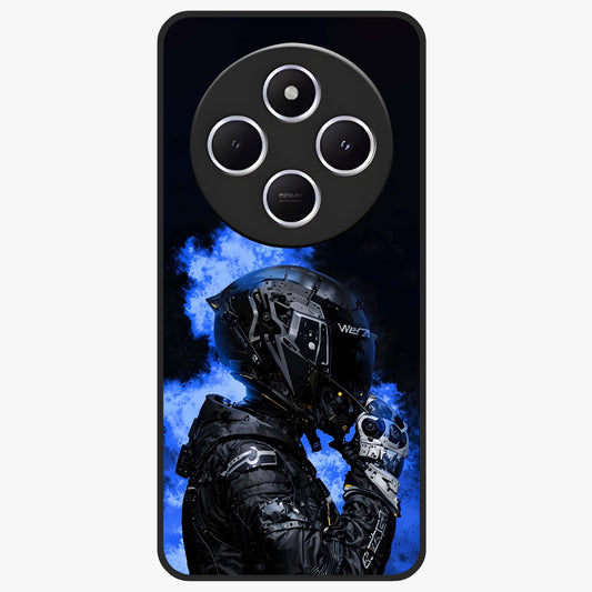 Cyber Sentinel Protocol Glass Case showing flat back view with futuristic cyber themed artwork and glossy glass finish.