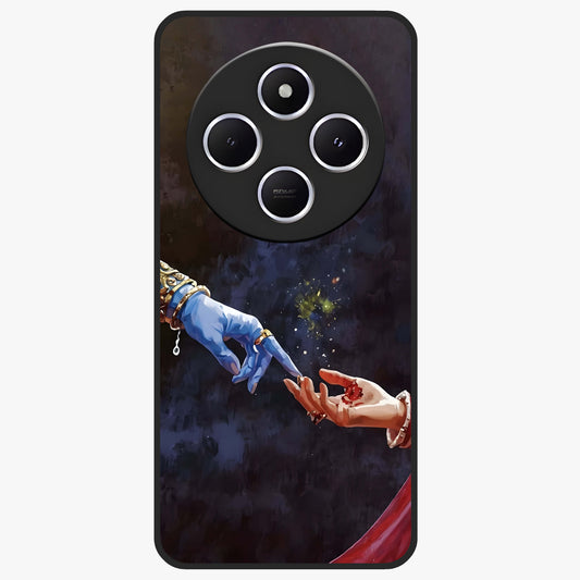 Divine Touch Eternal Glass Case showing flat back view with spiritual themed artwork and glossy glass finish.