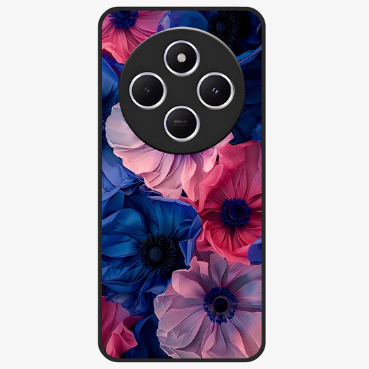 Flower Paper Art Pattern Glass Case showing flat back view with paper cut style floral artwork and glossy glass finish.
