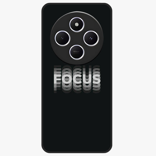 Focus Mode On Glass Case showing flat back view with bold motivational typography design and glossy glass finish.