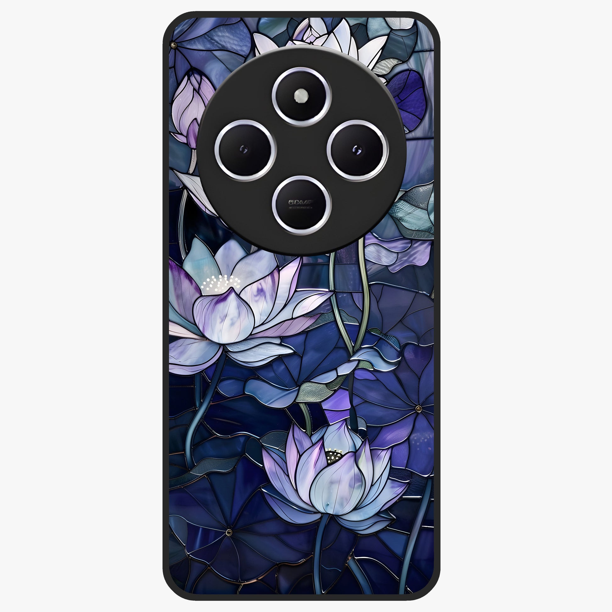 Gloss Petal Rush Glass Case showing flat back view with glossy flower petal artwork and smooth glass finish.